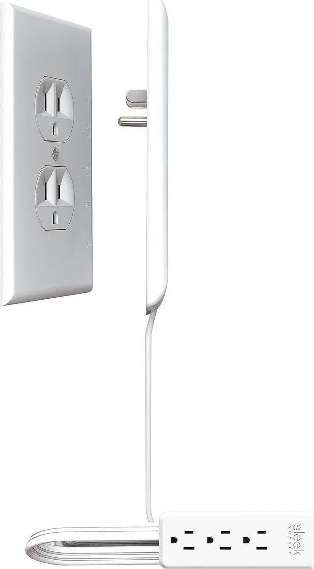 Main image of Sleek Socket Ultra-Thin Outlet Concealer with Cord Concealer Kit, 3 Outlet, 3-Foot Cord, Universal Size, UL Certified