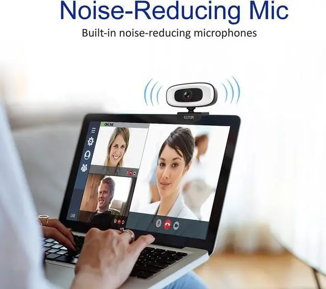 Alt view image 2 of 6 - 2k Webcam with Ring Light for Gaming Video Calling Recording and Conferencing, Streaming Webcam for PC Mac Laptop Desktop, Wide Angle Web Camera, Built in Noise Cancelling Microphone, Plug and Play