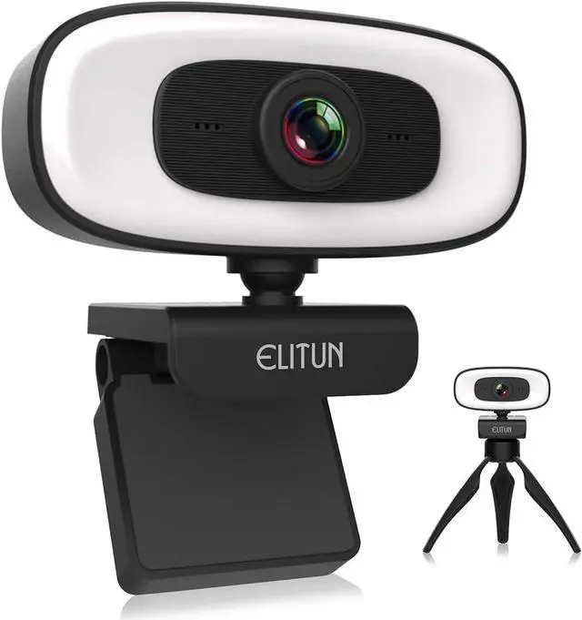 Main image of 2k Webcam with Ring Light for Gaming Video Calling Recording and Conferencing, Streaming Webcam for PC Mac Laptop Desktop, Wide Angle Web Camera, Built in Noise Cancelling Microphone, Plug and Play