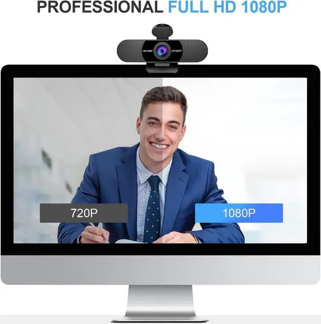 Alt view image 3 of 7 - EMEET 1080P Webcam with Microphone, C960 Web Camera, 2 Mics Streaming Webcam with Privacy Cover, 90°View Computer Camera, Plug&Play USB Webcam for Calls/Conference, Zoom/Skype/YouTube, Laptop/Desktop