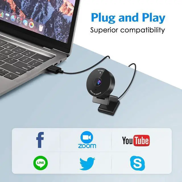 Alt view image 3 of 7 - 1080P Webcam - USB Webcam with Microphone & Physical Privacy Cover, Noise-Canceling Mic, Auto Light Correction, EMEET C950 Ultra Compact FHD Web Cam w/ 70° View for Meeting/Online Classes/Zoom/YouTube