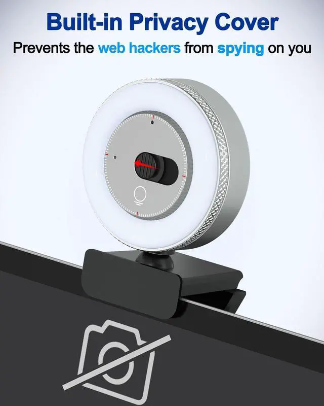 Alt view image 2 of 7 - Webcam with Light - 1080P Webcam for PC with Built-in Privacy Cover & Mic, Camii StreamCam, Plug and Play, Web Camera for Streaming, Online Learning, Zoom Meeting Skype Teams, Mac Laptop Desktop