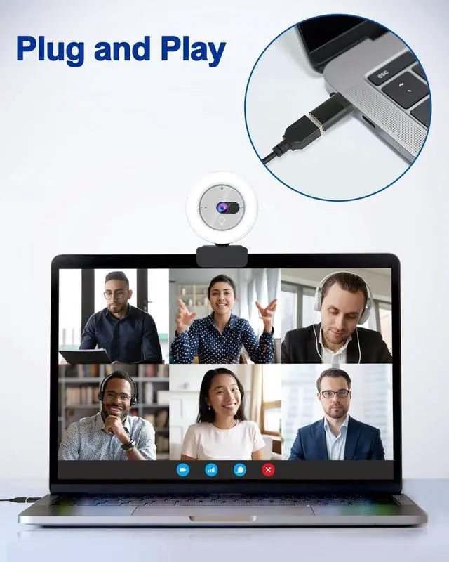 Alt view image 5 of 7 - Webcam with Light - 1080P Webcam for PC with Built-in Privacy Cover & Mic, Camii StreamCam, Plug and Play, Web Camera for Streaming, Online Learning, Zoom Meeting Skype Teams, Mac Laptop Desktop