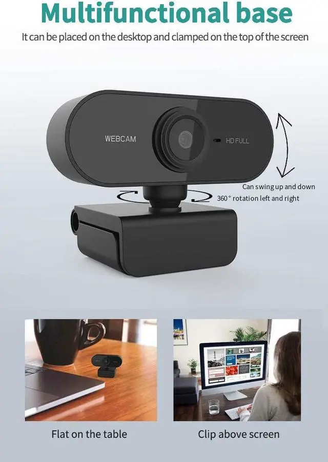 Alt view image 7 of 7 - Webcam with Microphone, Full HD 1080P Webcam for PC, Laptop, Desktop, MAC, Plug and Play Web Camera with Privacy Cover, USB Camera for YouTube, Zoom, Skype, Facetime, Windows, Linux, and macOS