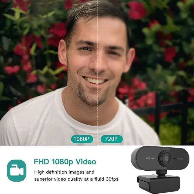 Alt view image 3 of 7 - Webcam with Microphone, Full HD 1080P Webcam for PC, Laptop, Desktop, MAC, Plug and Play Web Camera with Privacy Cover, USB Camera for YouTube, Zoom, Skype, Facetime, Windows, Linux, and macOS