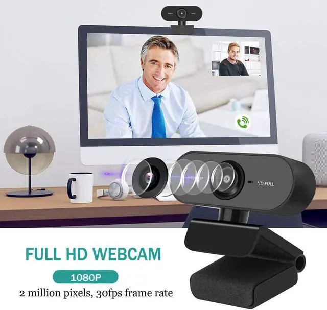 Alt view image 4 of 7 - Webcam with Microphone, Full HD 1080P Webcam for PC, Laptop, Desktop, MAC, Plug and Play Web Camera with Privacy Cover, USB Camera for YouTube, Zoom, Skype, Facetime, Windows, Linux, and macOS
