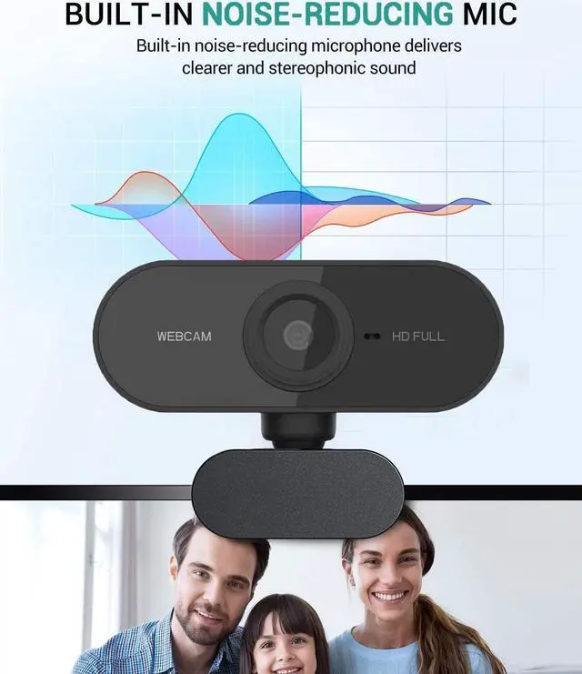 Alt view image 6 of 7 - Webcam with Microphone, Full HD 1080P Webcam for PC, Laptop, Desktop, MAC, Plug and Play Web Camera with Privacy Cover, USB Camera for YouTube, Zoom, Skype, Facetime, Windows, Linux, and macOS