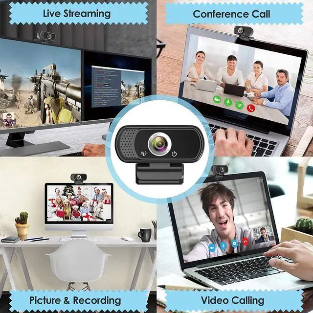 Alt view image 4 of 7 - Webcam HD 1080p Web Camera, USB PC Computer Webcam with Microphone, Laptop Desktop Full HD Camera Video Webcam 110 Degree Widescreen, Pro Streaming Webcam for Recording, Calling, Conferencing, Gaming