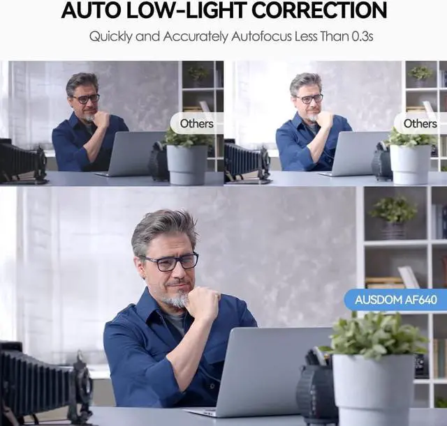 Alt view image 6 of 7 - Business Webcam for PC, AUSDOM AF640 Full HD 1080p/30fps Video Calling, Autofocus Web Camera with Microphone, 90° Wide-Angle View for Desktop/Laptop/Mac, Works with Skype, Zoom, WebEx, Lync