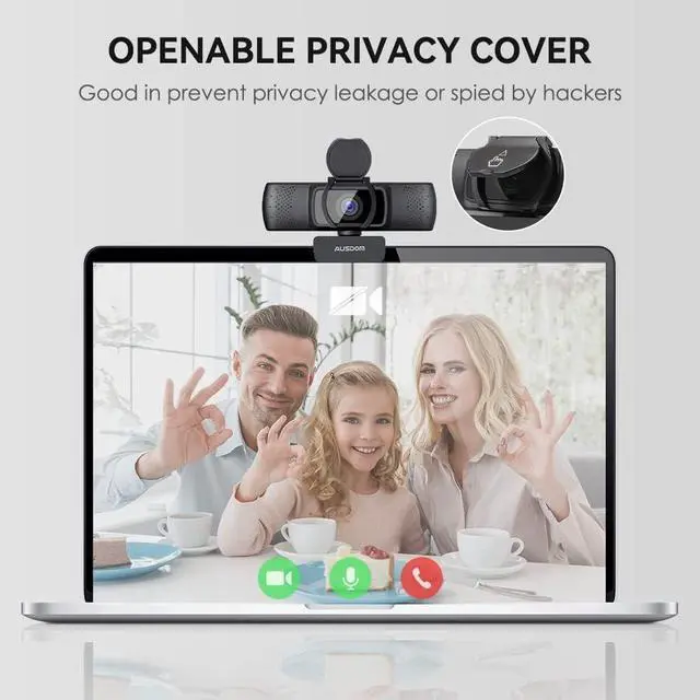 Alt view image 7 of 7 - Business Webcam for PC, AUSDOM AF640 Full HD 1080p/30fps Video Calling, Autofocus Web Camera with Microphone, 90° Wide-Angle View for Desktop/Laptop/Mac, Works with Skype, Zoom, WebEx, Lync