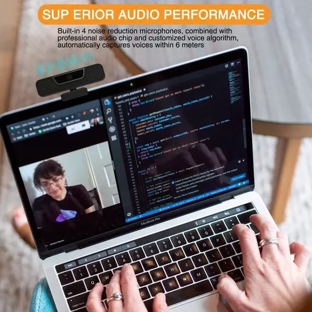 Alt view image 2 of 7 - EICKMO 4K Webcam 8MP HD Live Video Conference Camera with Built-in 4 Microphones 360 Degree Swivel Computer Web Camera with Privacy Shutter and Tripod USB Webcam for PC Mac Laptop Desktop Computer