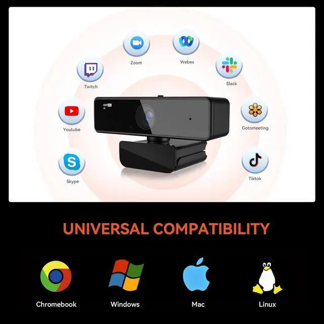 Alt view image 7 of 7 - NUROUM V11 2K Webcam for PC, with Noise-Cancelling Microphone & Privacy Cover, 90° Wide Angle 1080P/60fps, USB Plug&Play Computer Web Camera for Laptop/Desktop, Video Calling/Conferencing, Zoom/Skype