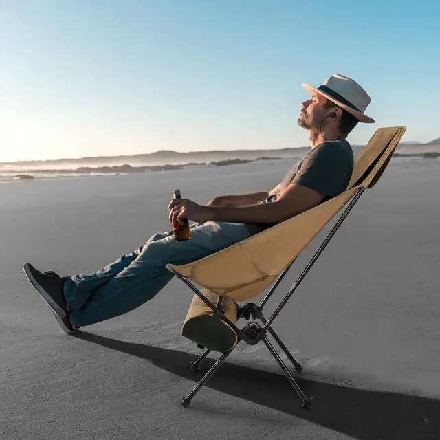 Alt view image 5 of 6 - TRATHM Portable Camping Chair High Back Foldable Chair for Lawn & Outdoor Hiking, Picnic, Beach, Brown