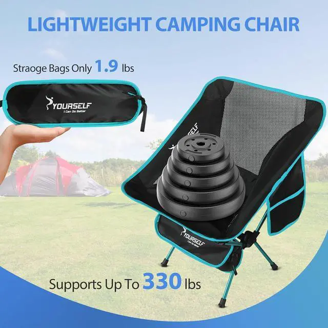 Alt view image 4 of 7 - SYOURSELF Camping Chairs, Folding Camping Chair, Folding Chairs Outdoor, Lawn Chairs, Beach Chair, Portable Camping Chair Ultralight Lightweight Comfy Camp Chairs for Adults (Ablue)