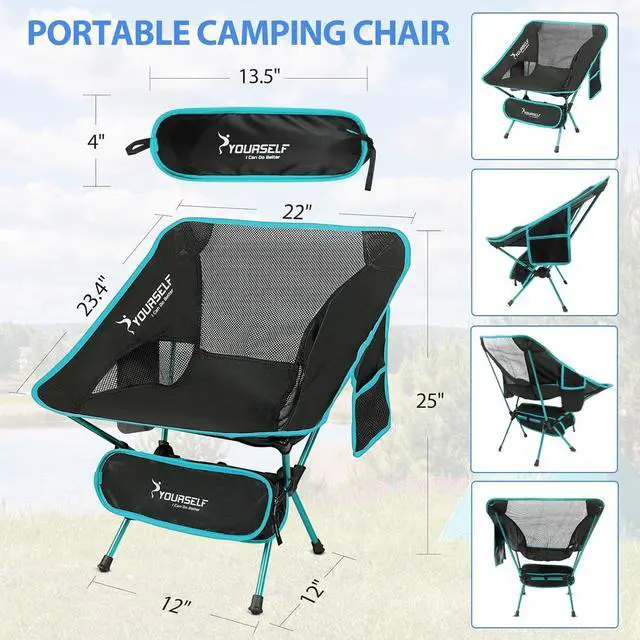 Alt view image 6 of 7 - SYOURSELF Camping Chairs, Folding Camping Chair, Folding Chairs Outdoor, Lawn Chairs, Beach Chair, Portable Camping Chair Ultralight Lightweight Comfy Camp Chairs for Adults (Ablue)