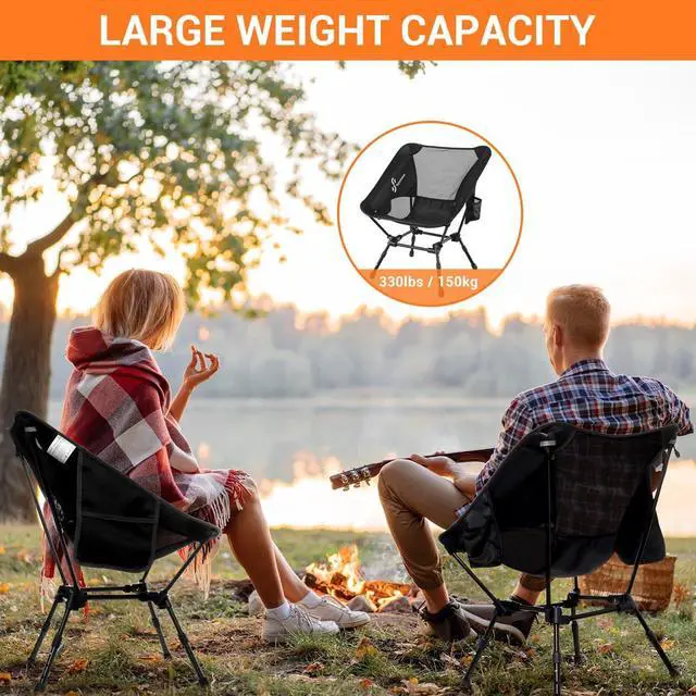 Alt view image 5 of 7 - Sportneer Camping Chairs, Adjustable Height Folding Camping Chair Lightweight Camping Chairs for Adults Portable Camp Chair Foldable Compact Backpacking Chair for Outdoor Hiking Picnic (1, Black)