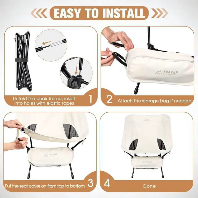 Alt view image 3 of 7 - TRATHM Camping Chair, Lightweight Folding Camp Chair Backpacking Chairs, for Camping, BBQ, Beach, Travel, Picnic