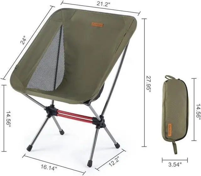 Alt view image 2 of 7 - Naturehike Portable Camping Chair Compact Ultralight Folding Backpacking Chairs, Large Collapsible Foldable Packable Lightweight Backpack Chair in a Bag for Outdoor, Camp, Picnic, Hiking