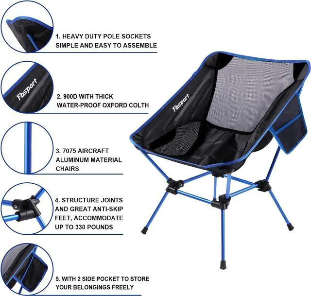 Alt view image 6 of 7 - FBSPORT 2 Pack Ultralight Floding Camping Chair,Compact and Heavy Duty Outdoors Portable Backpacking Chairs,for Camping, BBQ, Beach, Travel, Picnic, Festival