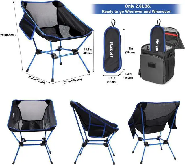 Alt view image 5 of 7 - FBSPORT 2 Pack Ultralight Floding Camping Chair,Compact and Heavy Duty Outdoors Portable Backpacking Chairs,for Camping, BBQ, Beach, Travel, Picnic, Festival