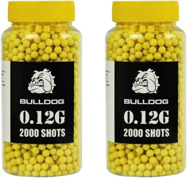 Main image of BULLDOG AIRSOFT - 2 x 2000 Bottle Airsoft BBs Pellets [0.12g] Yellow 6mm Polished