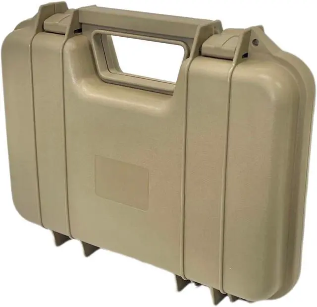 Alt view image 4 of 7 - Hard Pistol Case Foam Padded Sporting Goods Airsoft BB Guns Storage Carrying Handle Lockable - Tan