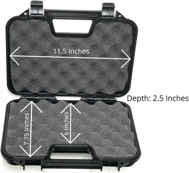Alt view image 7 of 7 - Hard Pistol Case Foam Padded Sporting Goods Airsoft BB Guns Storage Carrying Handle Lockable - Black
