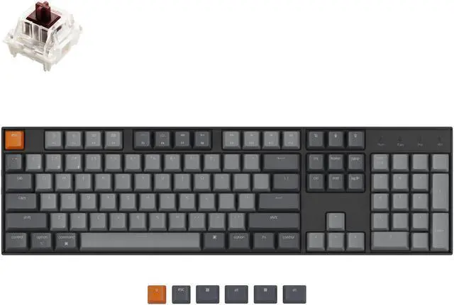 Main image of Keychron K10 Full Size 104 Keys Bluetooth Wireless/USB Wired Mechanical Gaming Keyboard with Gateron G Pro Brown Switch/Multitasking/RGB LED Backlight Computer Keyboard for Mac Windows