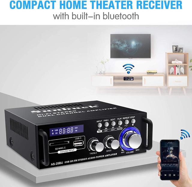 Amplificatore audio stereo bluetooth 360W + 360W Mini FM USB SD Home KTV  Power Remote