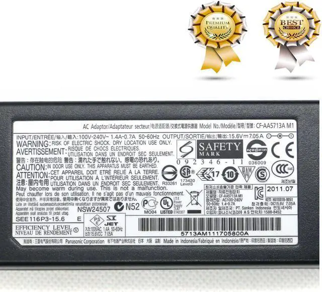 Alt view image 3 of 5 - 15.6V 7.05A AC Adapter Charger For Panasonic Toughbook CF-AA5713A M1 M2