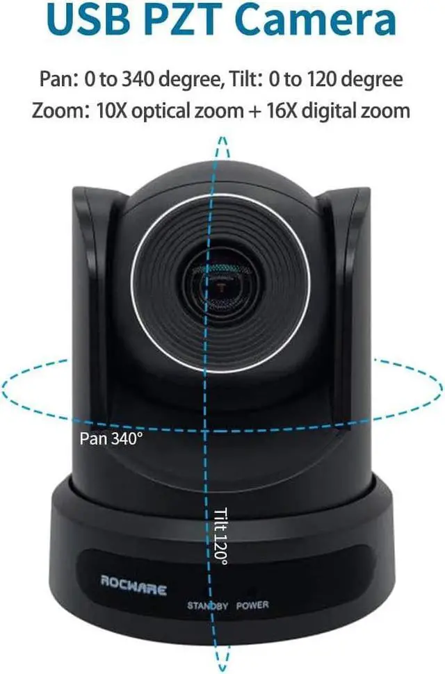 Alt view image 2 of 6 - PTZ Camera with USB Outputs,10X Optical Zoom,Live Streaming Camera for Broadcast,Conference,Events,Church and School