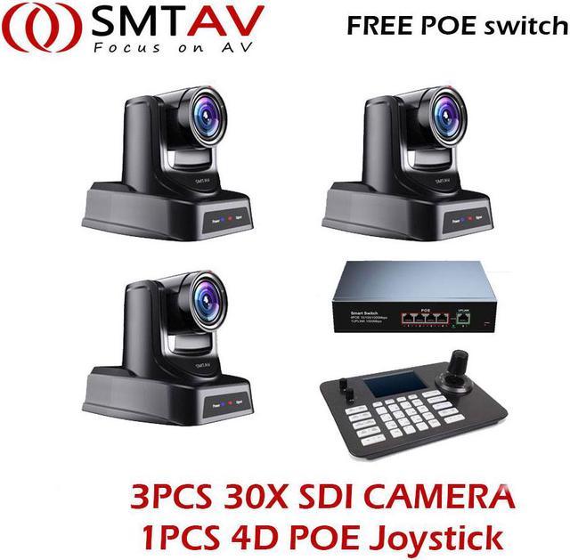 Ready stock 3PCS SMTAV 30x POE SDI PTZ Camera and 1PCS 4D POE Joystick  Network PTZ Controller Group Sales