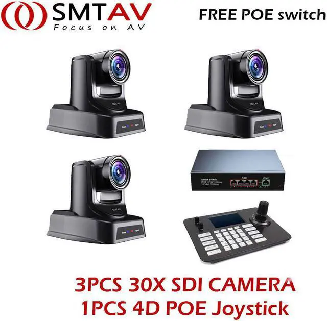 Main image of Ready stock 3PCS SMTAV 30x POE SDI PTZ Camera and 1PCS 4D POE Joystick Network PTZ Controller Group Sales