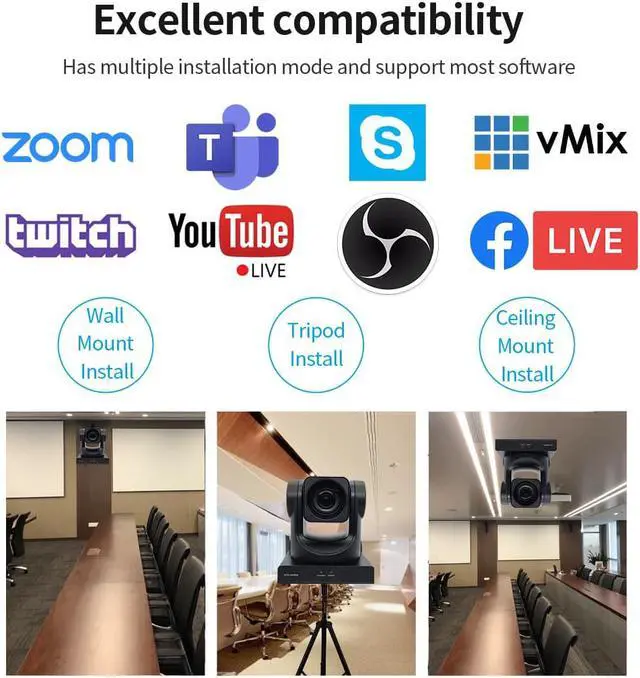 Alt view image 7 of 7 - SMTAV 12X Optical Zoom PTZ POE Camera 1080P with USB 3.0 Outputs Live Streaming Camera for Broadcast Conference Events