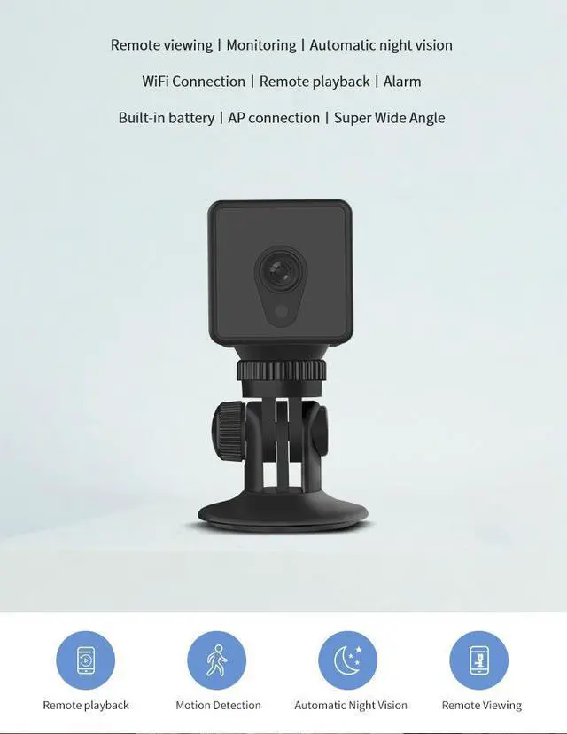 Alt view image 2 of 5 - Small Security Camera Portable WIFI Camera Mini IP Camera Spy Butler Nanny Camera with Wide Angle Video Recorder Remote Viewing Night Vision APP Support