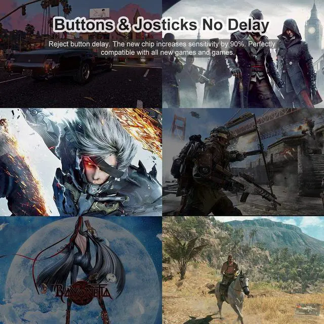 Alt view image 5 of 7 - Wireless Controller Compatible with Microsoft Xbox 360/Slim PC Windows 10/8/7, Wireless PC Controller with Upgraded Joystick/Dual Shock (Black)