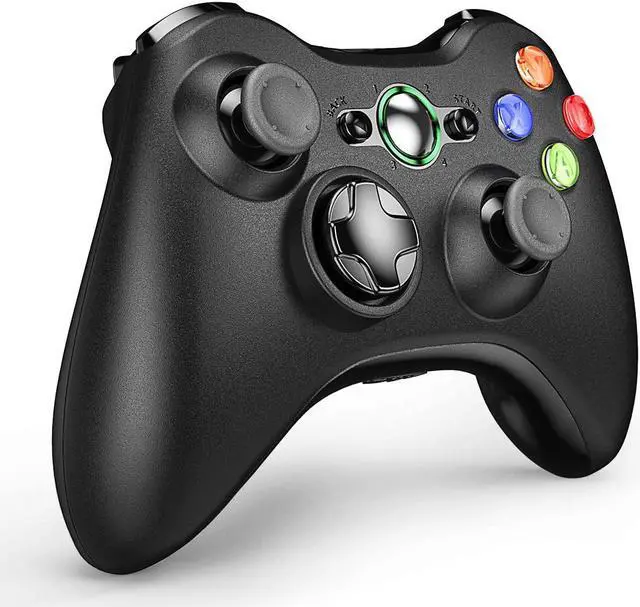 Alt view image 4 of 7 - Wireless Controller Compatible with Microsoft Xbox 360/Slim PC Windows 10/8/7, Wireless PC Controller with Upgraded Joystick/Dual Shock (Black)