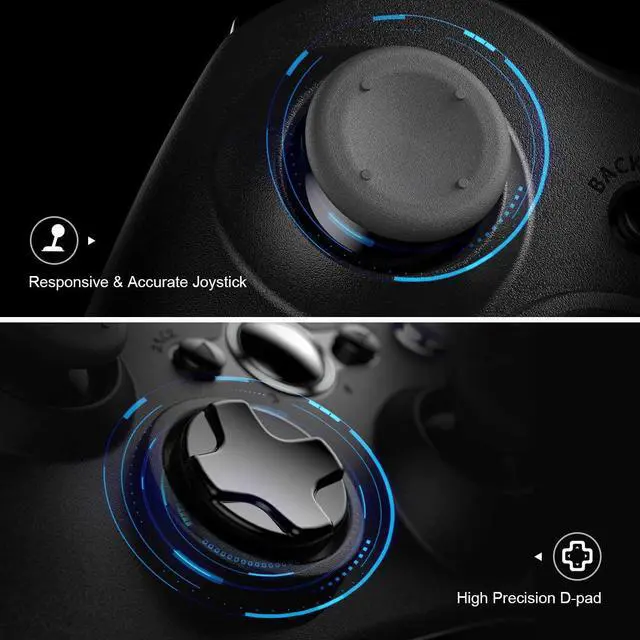 Alt view image 6 of 7 - Wireless Controller Compatible with Microsoft Xbox 360/Slim PC Windows 10/8/7, Wireless PC Controller with Upgraded Joystick/Dual Shock (Black)