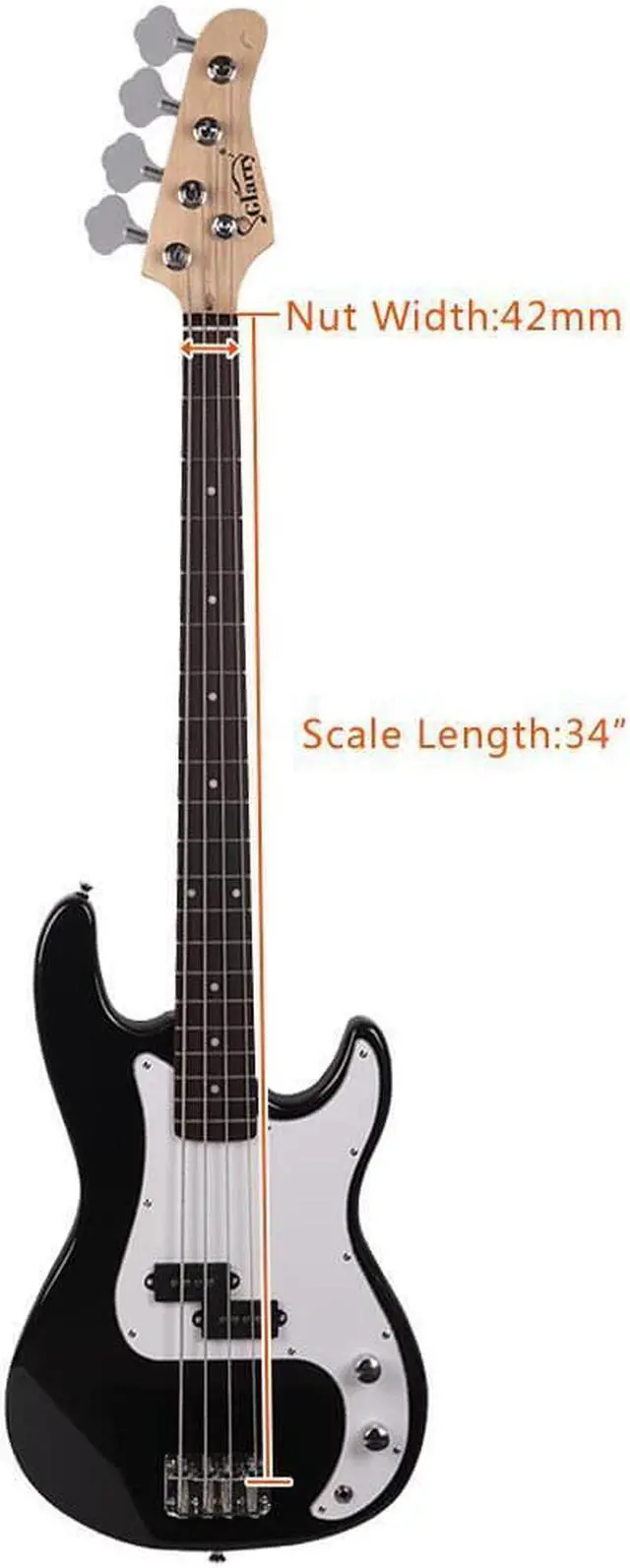 Alt view image 5 of 6 - 46in Beginner Electric Bass Guitar Starter Kit w/Case 20W Amp Black