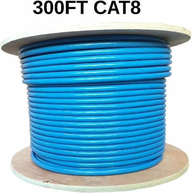 Main image of 300FT CAT8 40Gbps 23AWG Network LAN Ethernet S/FTP Cable Spool Solid Wire Blue