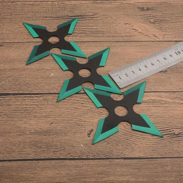 Alt view image 2 of 7 - 3pcs Darts Ninja Kunai Hunting Knives Tactical Fixed Blade Throwing Knife Set with Sheath 4cornered - l circle - green