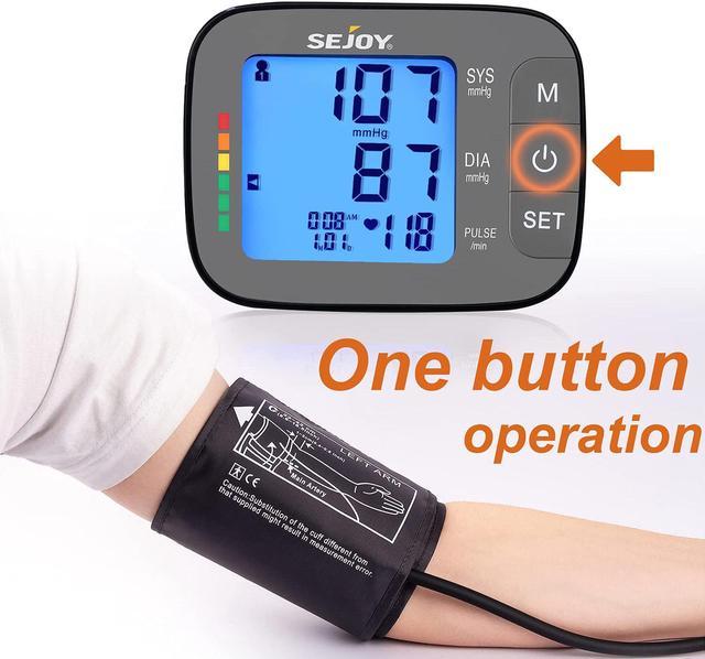 Sejoy Blood Pressure Monitor Upper Arm, Automatic Digital BP Machine for Home  Use, X-Large Cuff, Large Backlit Display,USB cable, Purple 