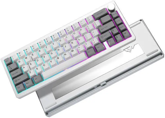 Main image of YUNZII AL68 Wireless Mechanical Keyboard, CNC Aluminum, Compact 65% Layout with Knob, QMK/VIA Custom Gasket Gaming Keyboard, Hot Swap RGB Backlit, BT/2.4G/USB-C for Mac/Win (Silver, Zero Switch)