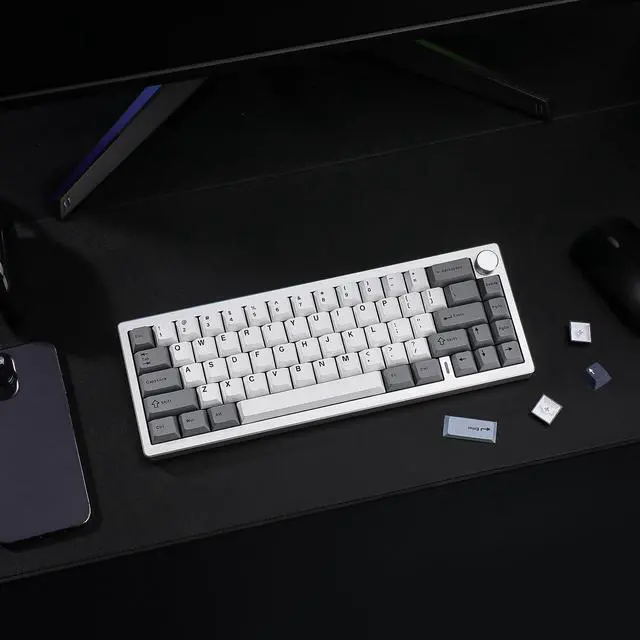 Alt view image 7 of 7 - YUNZII AL68 Wireless Mechanical Keyboard, CNC Aluminum, Compact 65% Layout with Knob, QMK/VIA Custom Gasket Gaming Keyboard, Hot Swap RGB Backlit, BT/2.4G/USB-C for Mac/Win (Silver, Zero Switch)