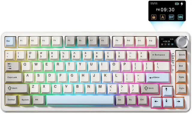 Main image of YUNZII B75 PRO MAX Wireless Mechanical Keyboard, QMK/VIA Custom, 75% Screen & Knob, Hot Swap Gasket Gaming Keyboard, Creamy Pre-lubed Switch, Bluetooth/Type-C/2.4G for Win/Mac (Beige, Cocoa V2 Switch)
