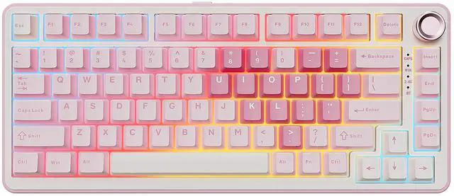 Main image of YUNZII B75 PRO Wireless Mechanical Keyboard, Hot Swap Gasket Custom RGB 75% Knob Gaming Keyboard, Creamy Pre-lubed Switches, Triple Mode Bluetooth/Type-C/2.4G for Win/Mac (Pink, Milk V2 Switch)