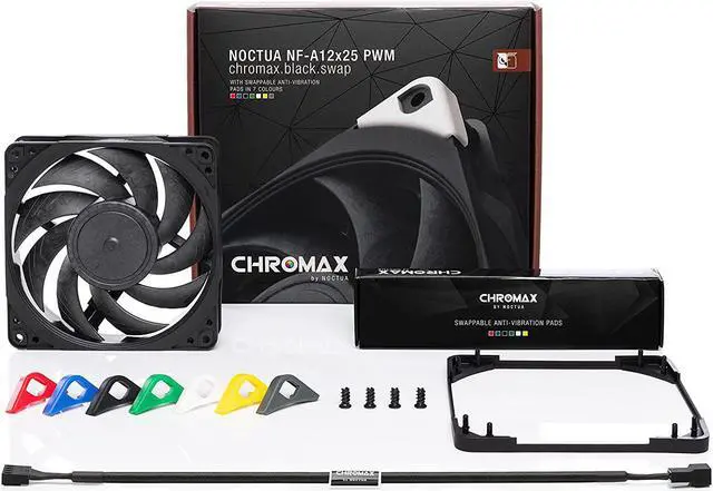 Alt view image 3 of 9 - Noctua NF-A12x25 PWM chromax.Black.swap, Premium Quiet Fan, 4-Pin (120mm, Black)