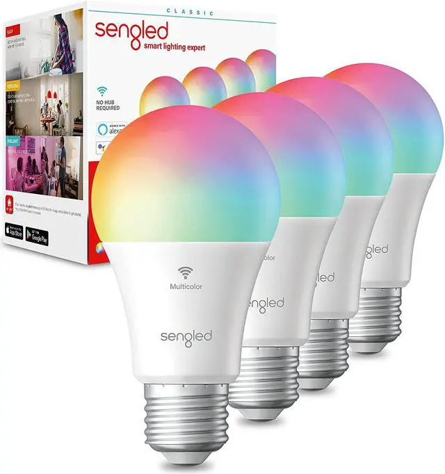 Main image of Sengled Smart Bulb, Color Changing Smart Bulbs Work with Alexa & Google Home, WiFi Light Bulbs No Hub Required A19 RGB Multicolor LED Light Bulb 60W Equivalent 800LM, 4 Pack