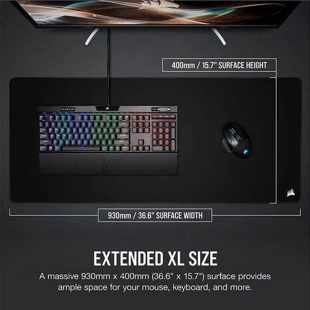 Alt view image 8 of 10 - Corsair MM350 PRO CH-9413770-WW Premium Spill-Proof Cloth Gaming Mouse Pad - Extended XL