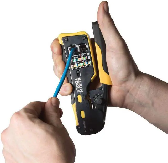 Alt view image 4 of 7 - Klein Tools VDV226-110 Ratcheting Modular Cable Crimper / Wire Stripper / Wire Cutter, for RJ11/RJ12 Standard and RJ45 Pass-Thru Connectors